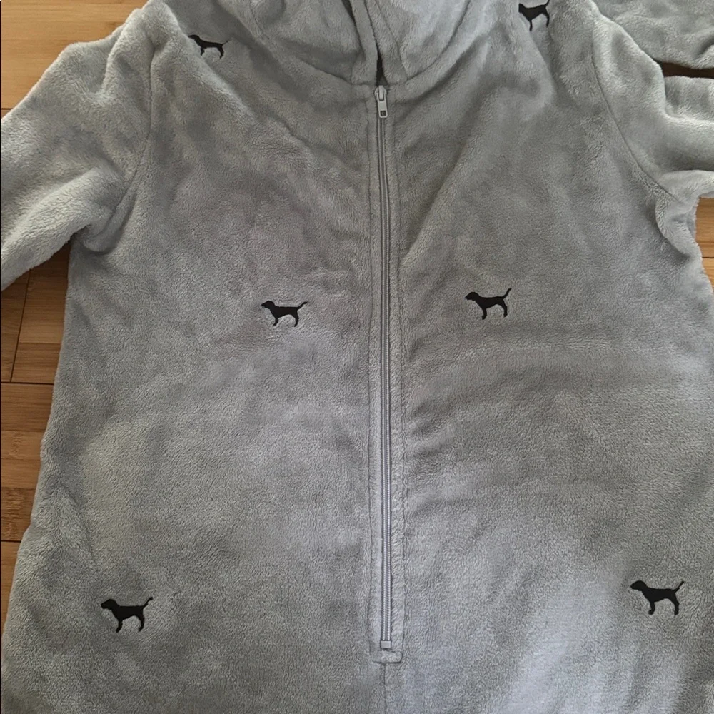 PINK Victoria's Secret Gray Fleece Onesie